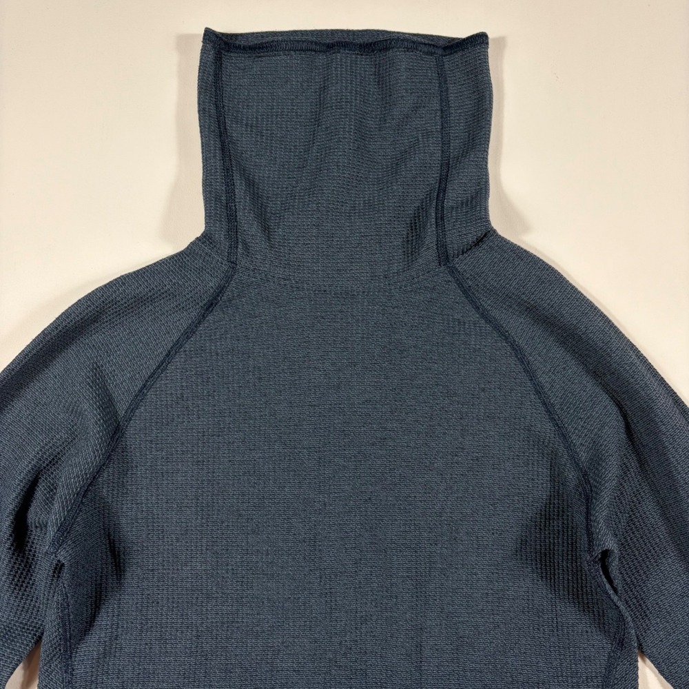 KUHL Waffle Knit Pullover Womens Small Cowl Neck Thermal Top Dark Blue